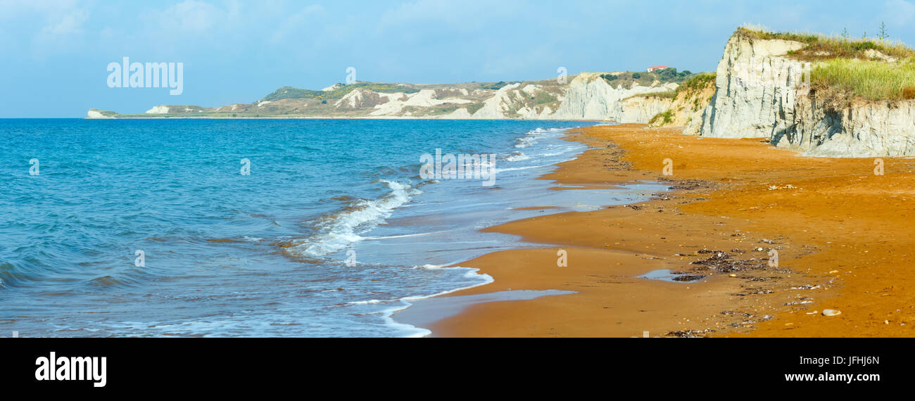 Xi Beach matin panorama (Grèce, Céphalonie). Banque D'Images