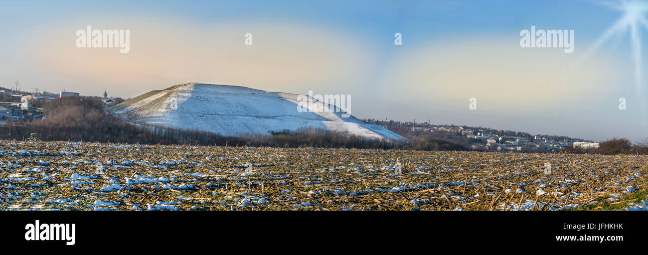 Panorama paysage commercial Röbbeck Deilbachmühle, et d'enfouissement Plöger carrière. Banque D'Images