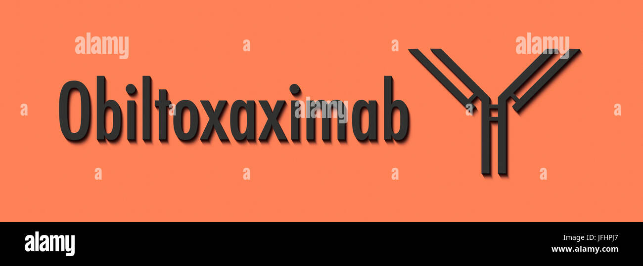 Obiltoxaximab les anticorps monoclonaux. Cible l'antigène protecteur de Bacillus anthracis et est utilisé dans le traitement de l'anthrax. Nom générique et sty Banque D'Images
