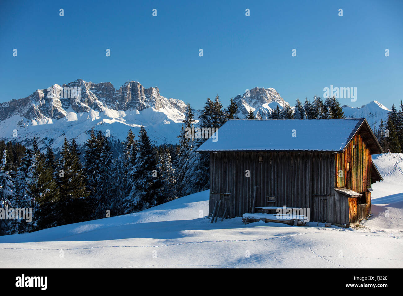 Journée d'hiver dans le domaine skiable Grüsch-Danusa Banque D'Images