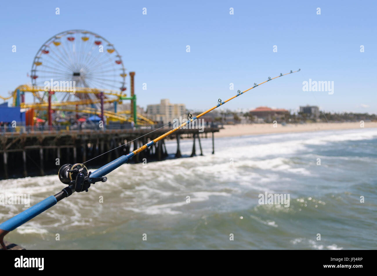 La pêche à la jetée de Santa Monica, aux Etats-Unis, Californie, Santa Monica Banque D'Images