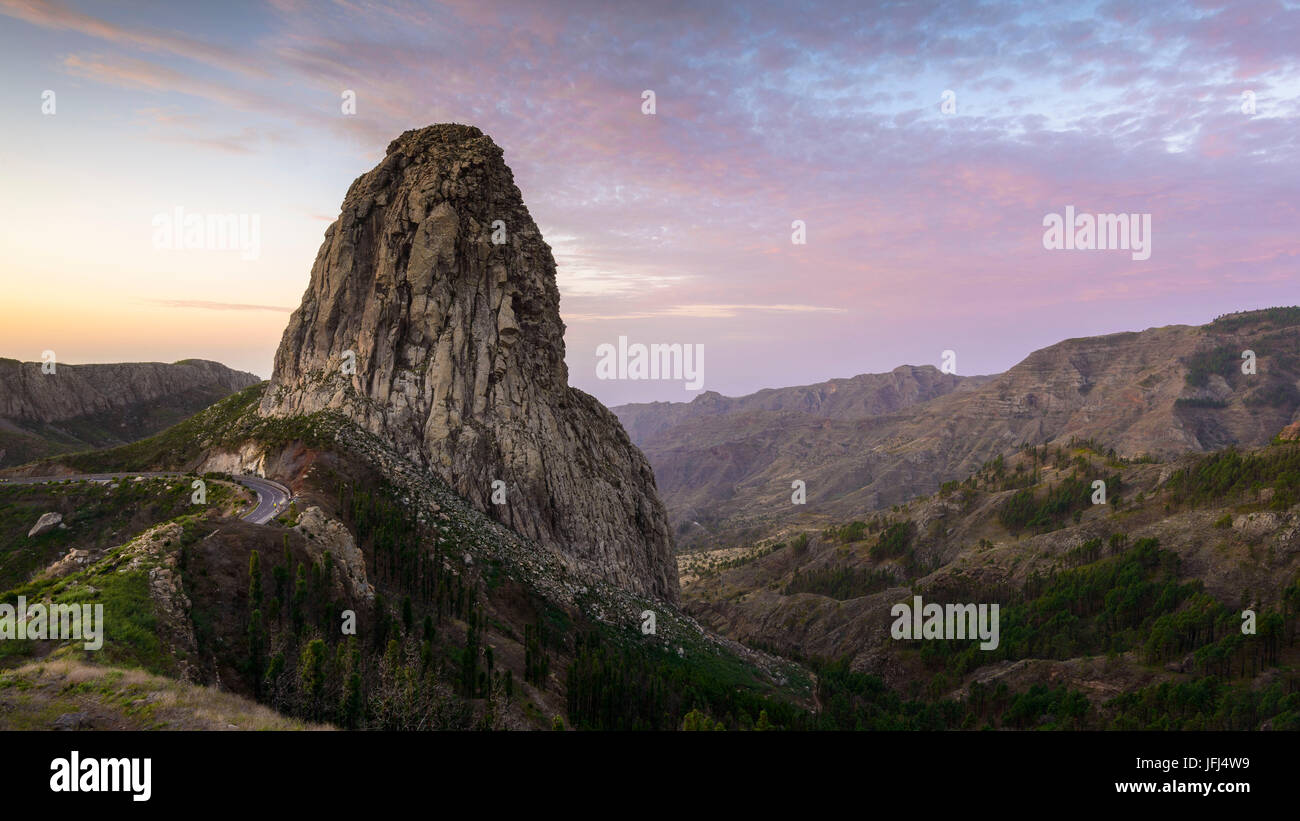 Roque de Agando dans la lumière du matin, La Gomera, Canary Islands, Spain Banque D'Images
