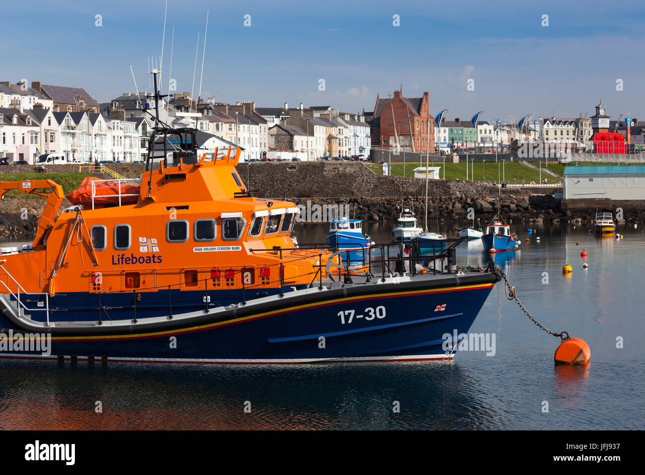 Royaume-uni, Irlande du Nord, County Antrim, Northern Ireland, port avec bateaux Banque D'Images