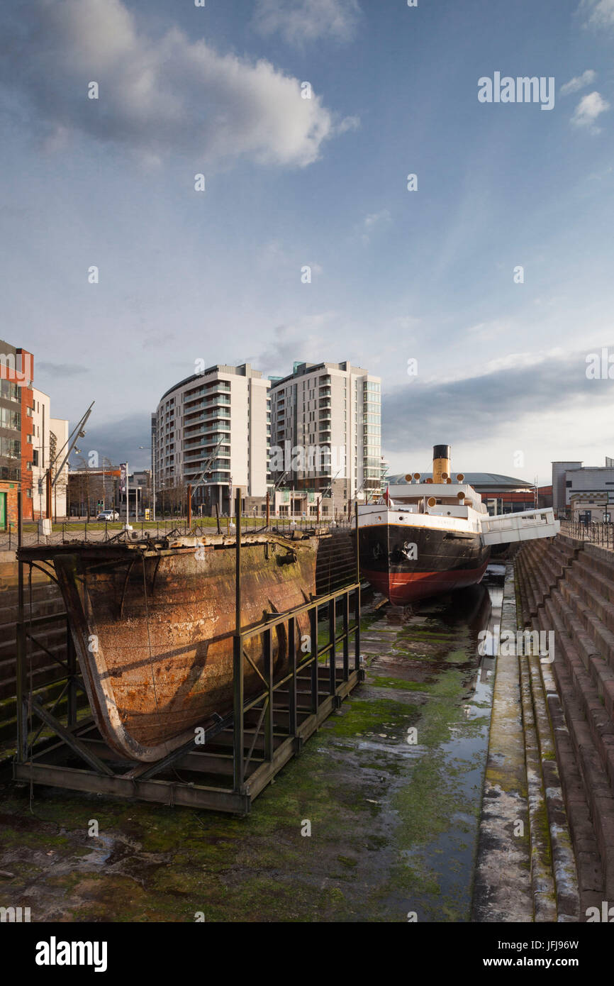 Royaume-uni, Irlande du Nord, Belfast, Belfast, Belfast Titanic Docklands Museum et SS Normandie, d'offres de navires Banque D'Images