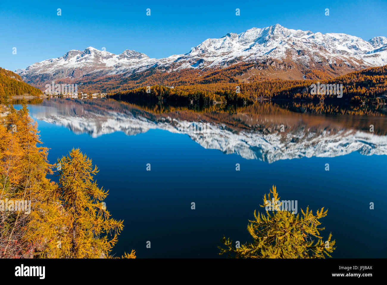 La Suisse, l'Engiadin, pic Corvatsch, Lac de Sils Banque D'Images
