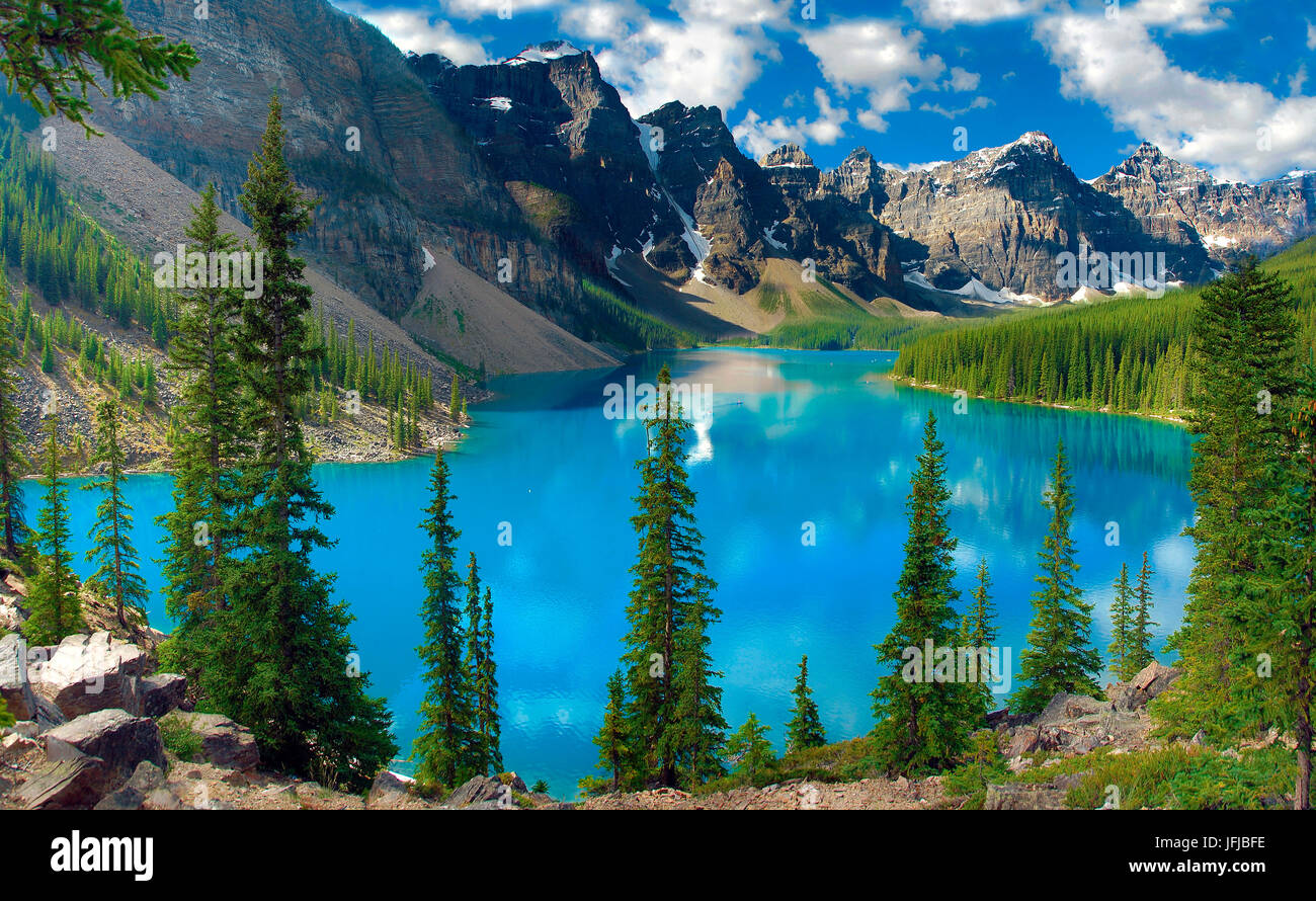 Le lac Moraine, parc national Banff, Canada, USA Banque D'Images