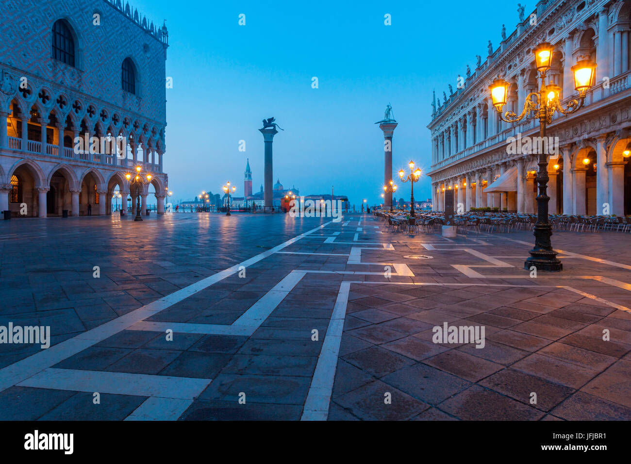 Venise, Italie, Piazzetta San Marco dans une aube d'été, près de la Place Saint Marc Banque D'Images