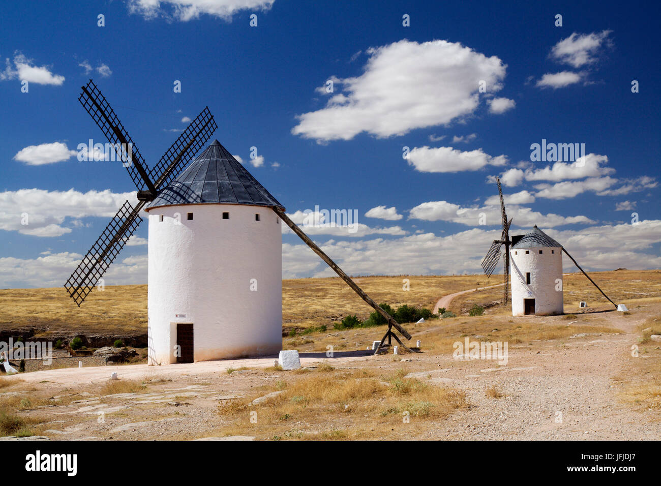 Campo de Criptana, Castille la Manche, Espagne, les moulins à vent de Don Quichotte, Banque D'Images