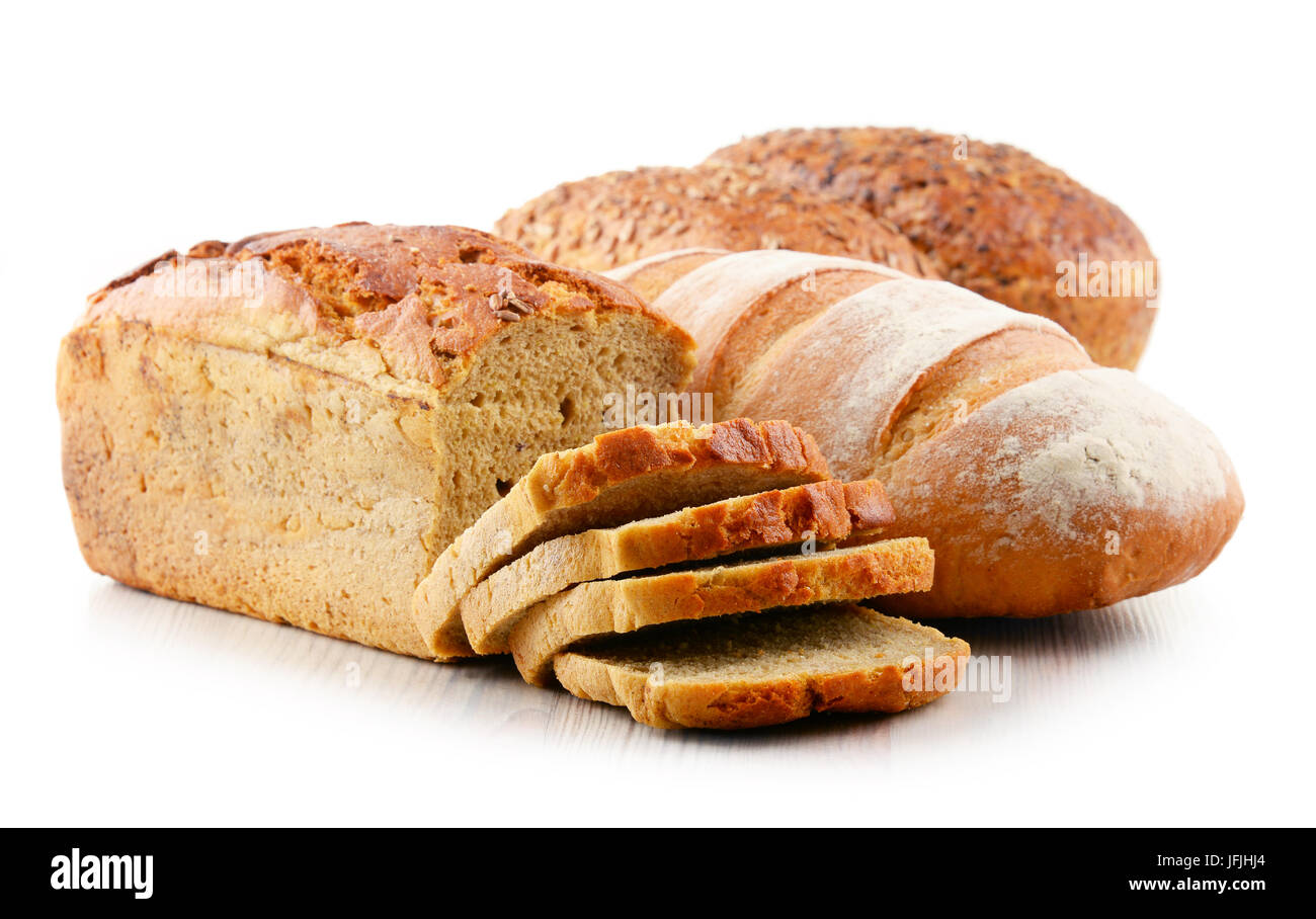 La composition avec un assortiment de produits à pâtisserie isolated on white Banque D'Images