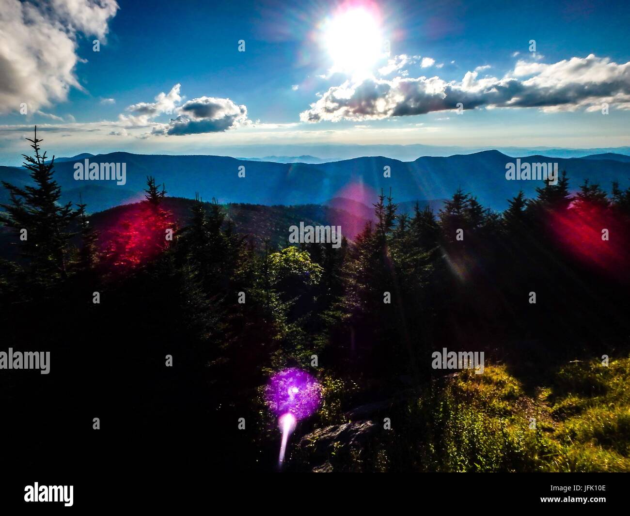 Vue panoramique au coucher du soleil au sommet du mont Mitchell Banque D'Images