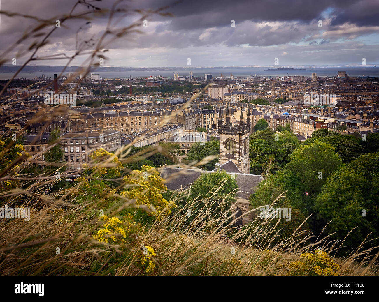Vue aérienne sur le quartier Leith d'Édimbourg Banque D'Images