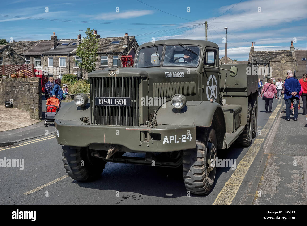 Meltham, Huddersfield, Angleterre. Le 1er juillet. HSU 691 - 1943 Diamond T M20 - 981 à la fin de la guerre. Credit : CARL DICKINSON/Alamy Live News Banque D'Images