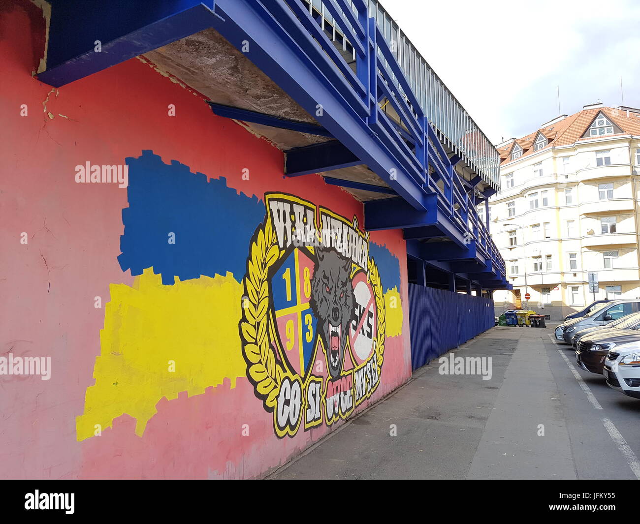 L'extérieur de Generali Arena, Grafitti Prague Banque D'Images