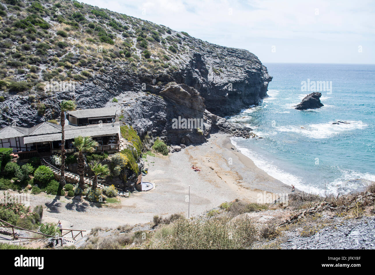 La Cala Restaurant donnant sur la baie et la mer méditerranée Banque D'Images