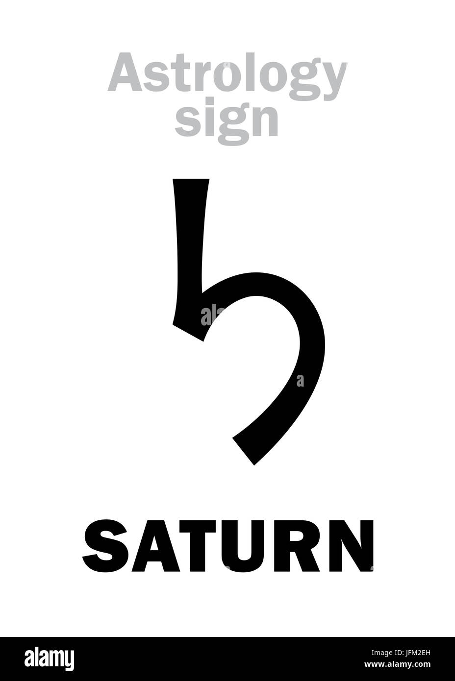 Alphabet d'astrologie classique : Saturne, planète social majeur. Caractères hiéroglyphes signe (ancien symbole). Banque D'Images