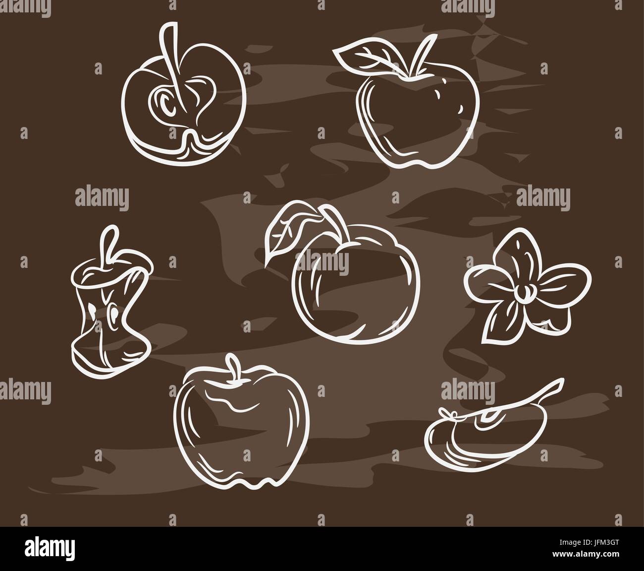 Collection d'apple dessiné à la main sur le tableau noir. Retro Vintage style design. Vector illustration. Illustration de Vecteur