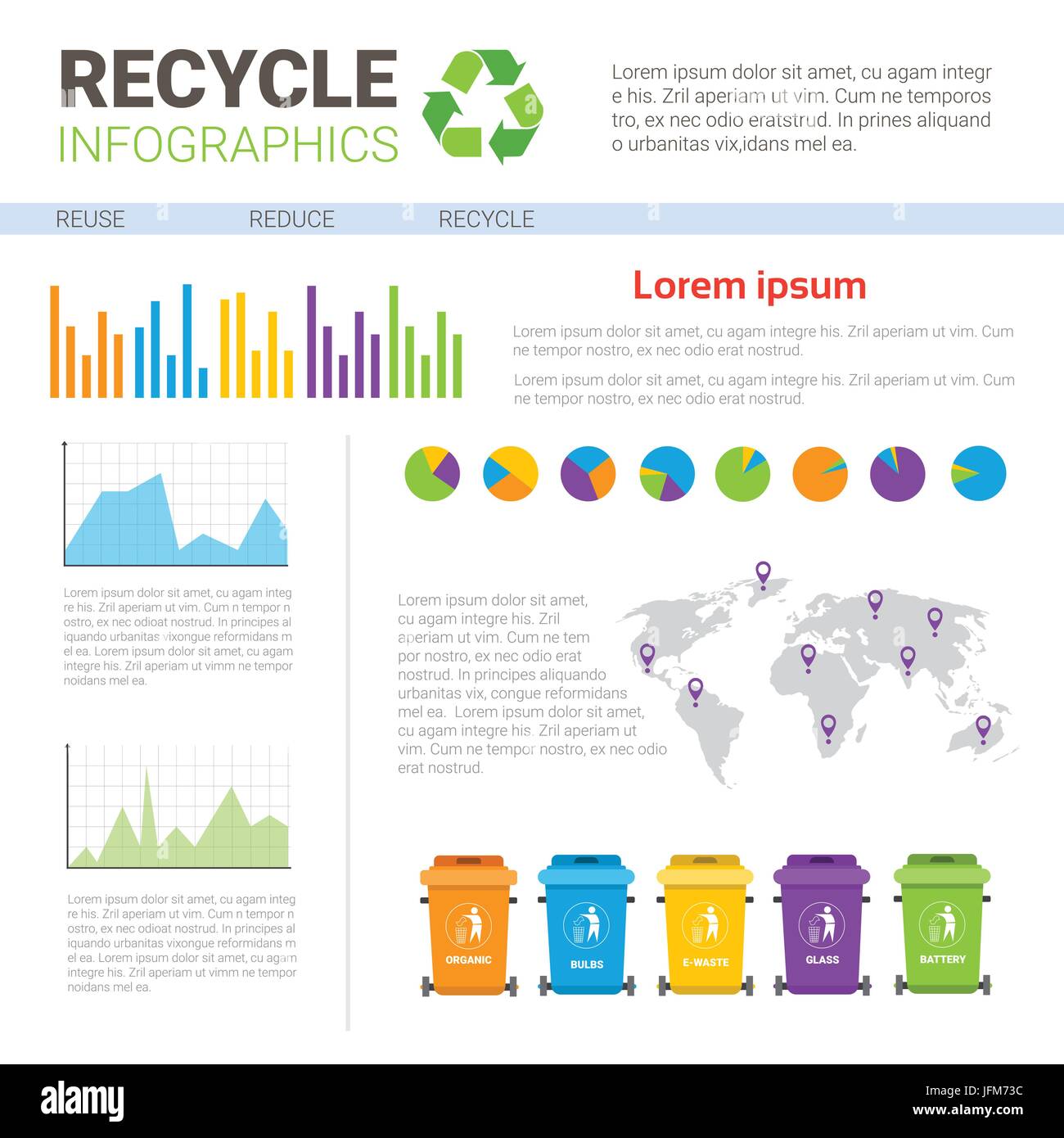 Ordures Conteneur pour tri des déchets Déchets Recyclage Bannière Infographie Concept Illustration de Vecteur