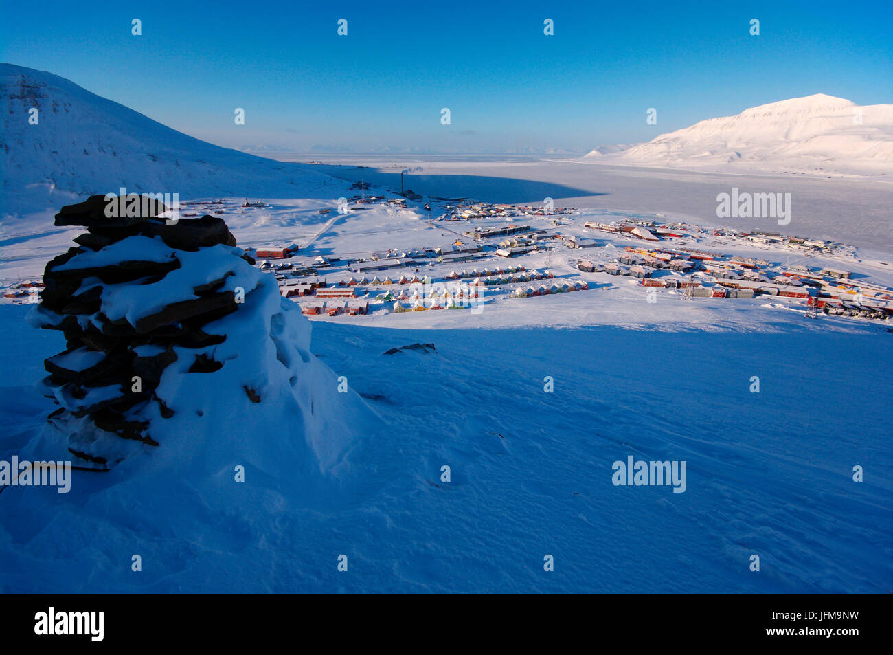 Randonnées Sukkertoppen, Longyearbyen, Spitzberg, Svalbard, Norvège Banque D'Images