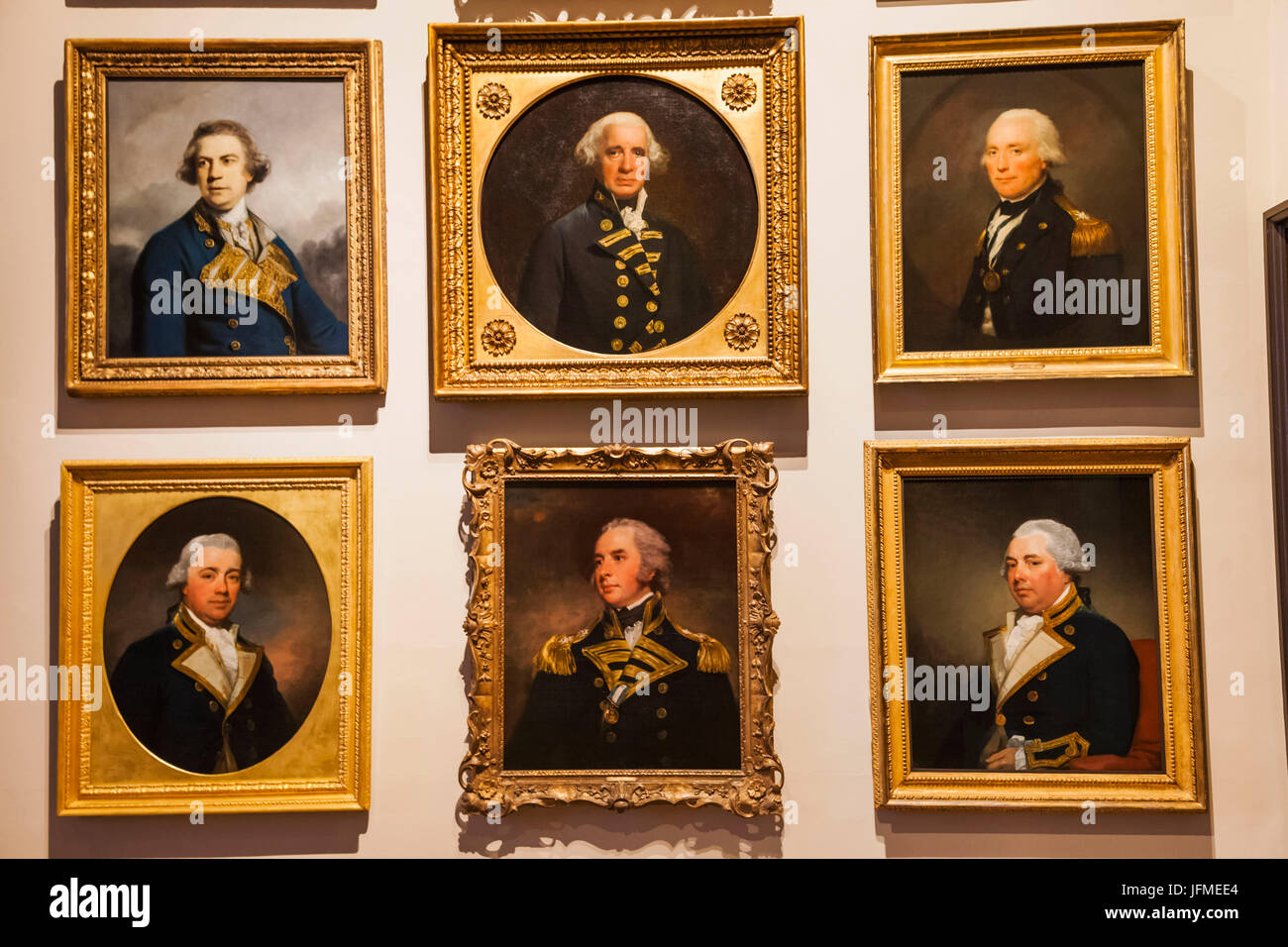 L'Angleterre, Londres, Greenwich, la Maison de la Reine, des portraits d'amiraux de la Marine Banque D'Images