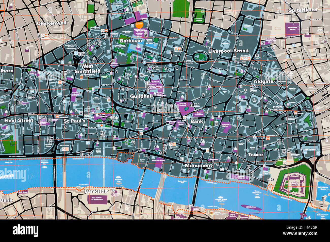 L'Angleterre, Londres, ville de Londres, Street Map Banque D'Images