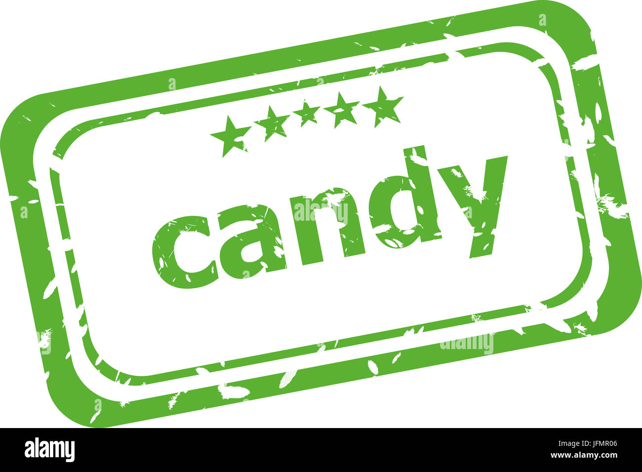 Candy sur timbre en caoutchouc sur un fond blanc Banque D'Images
