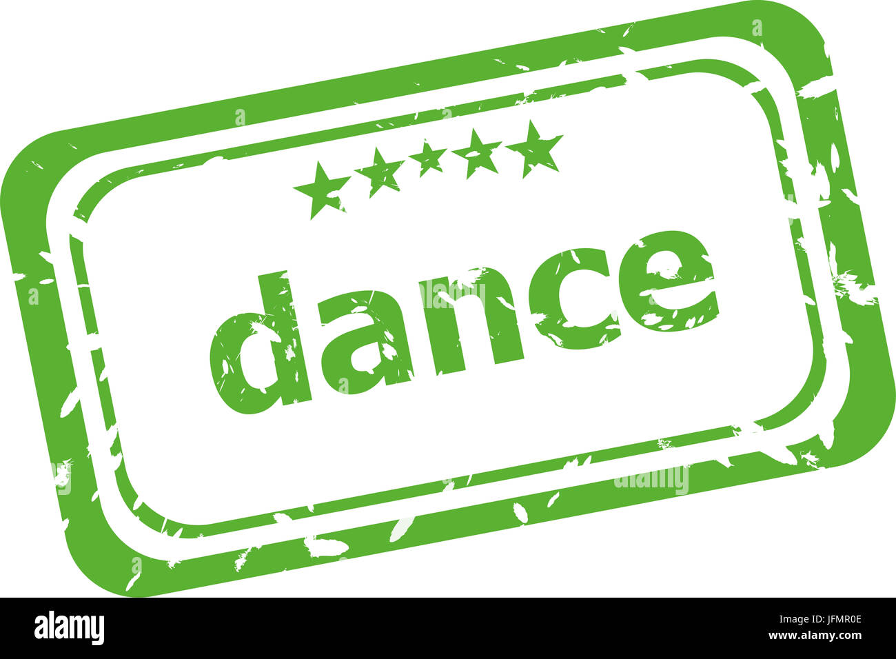 Mot danse en caoutchouc sur les vieilles affaires stamp Banque D'Images