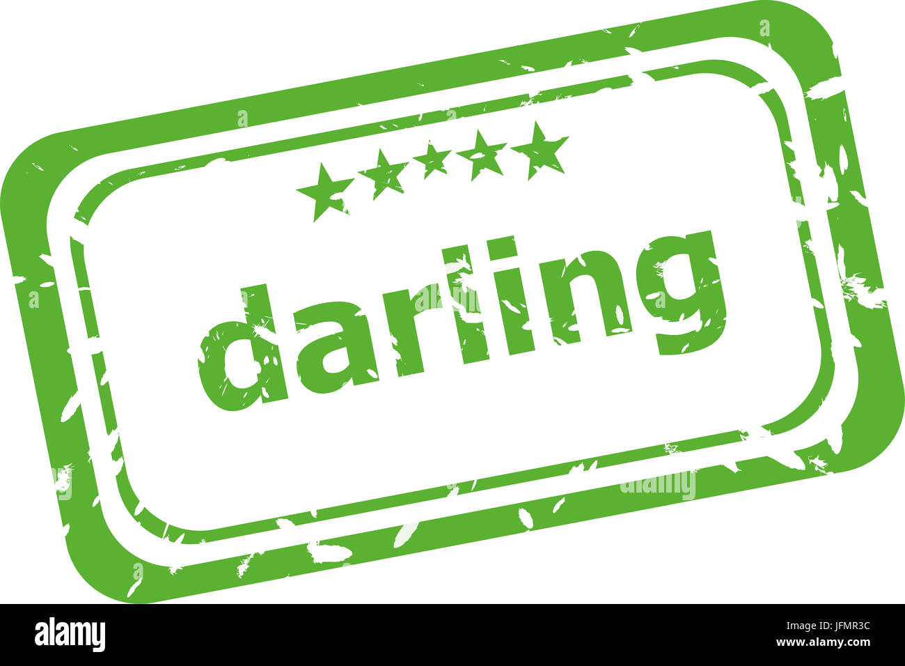 Mot darling sur vieux timbres en caoutchouc d'affaires Banque D'Images