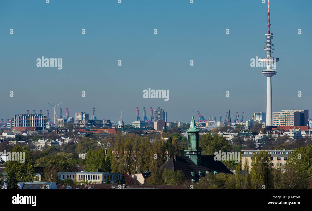 Hambourg vue sur l'horizon d'un immeuble à bureaux Banque D'Images