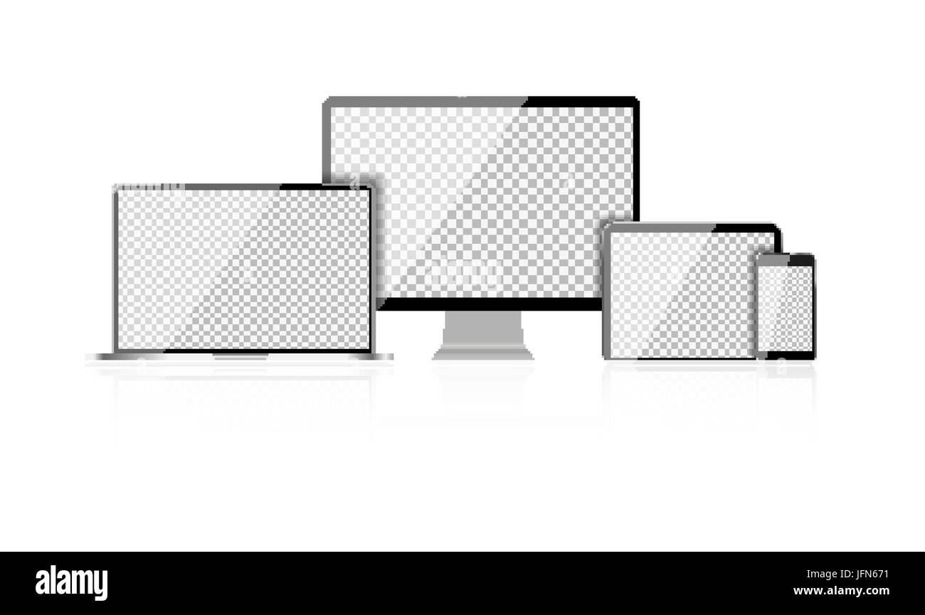 Ordinateur portable, ordinateur réaliste Téléphone Mobile, Tablet PC avec  écran sur fond d'par tresse étamée abstrait isolé sur fond blanc. Vector  Illustration Image Vectorielle Stock - Alamy