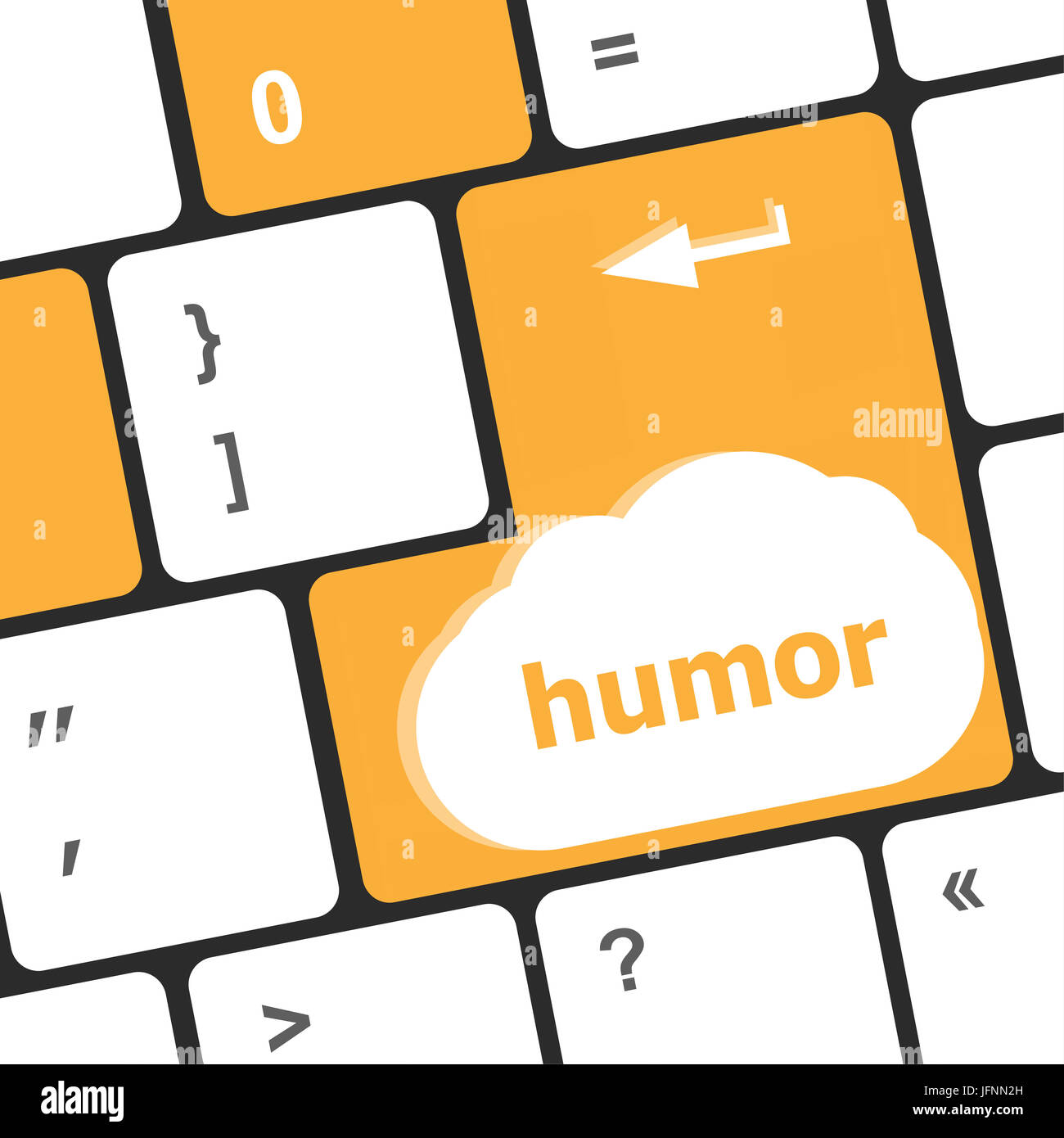 Clavier de l'ordinateur avec l'humour - clé concept social Banque D'Images