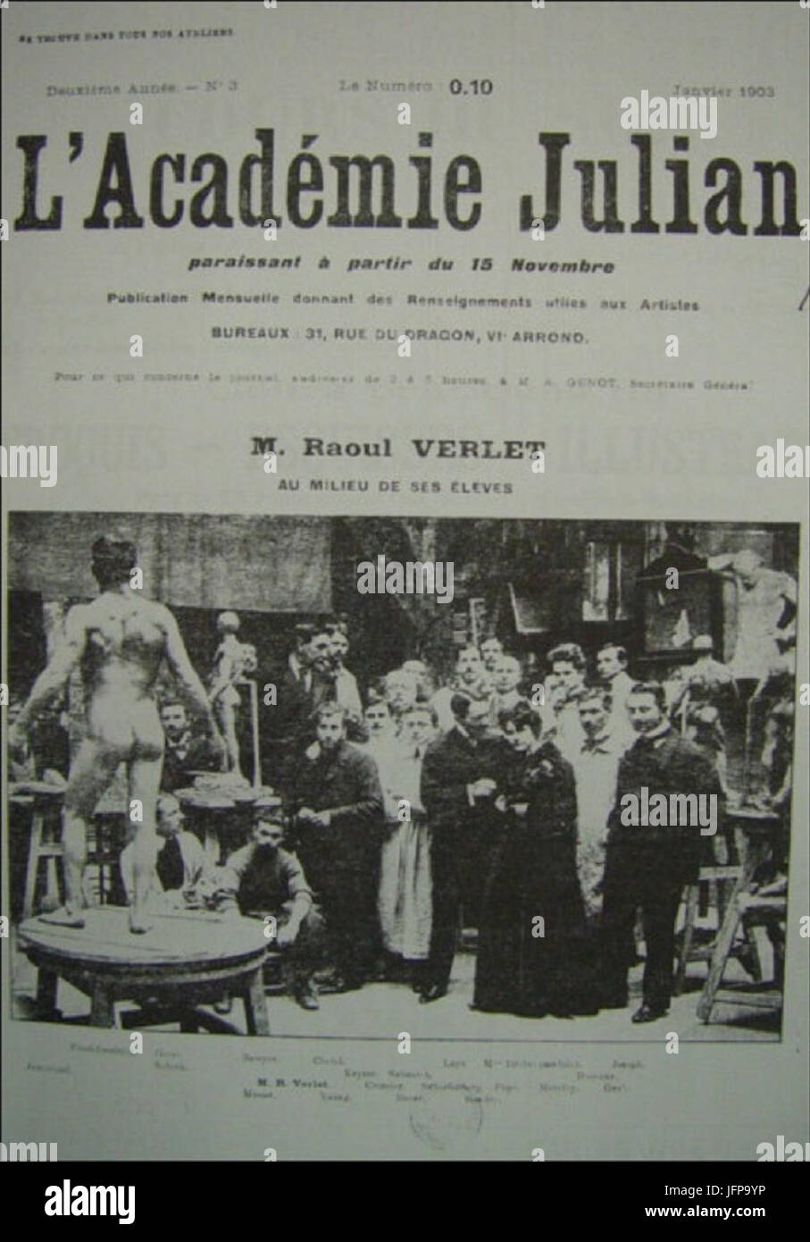 Académie Julian Paris 1903 Banque D'Images Académie Julian Paris 1903 Banque D'Images
