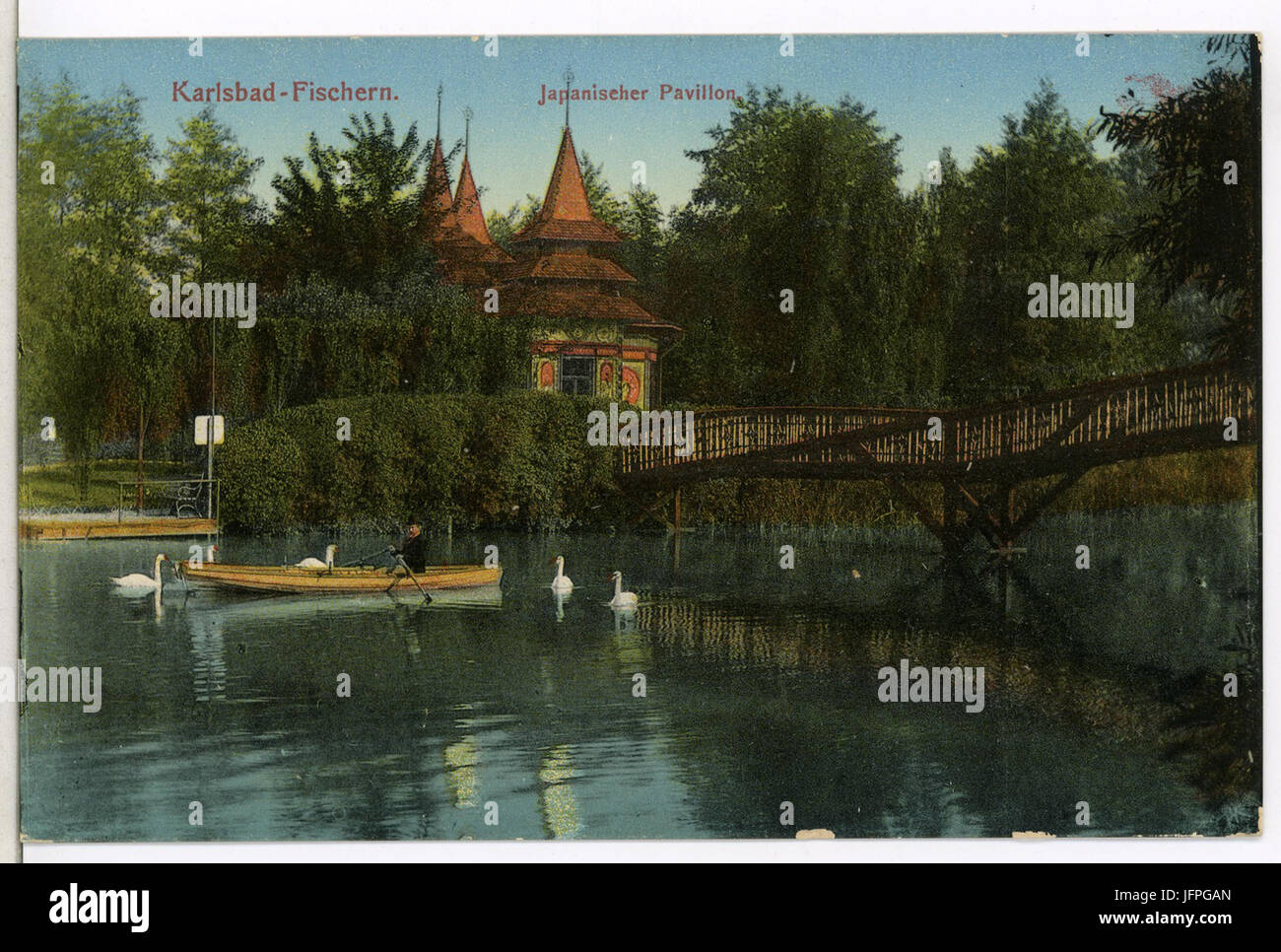 11984-Karlsbad-1910-Fischern - Japanischer Pavillon - Ruderkahn-Brück & Sohn Kunstverlag Banque D'Images