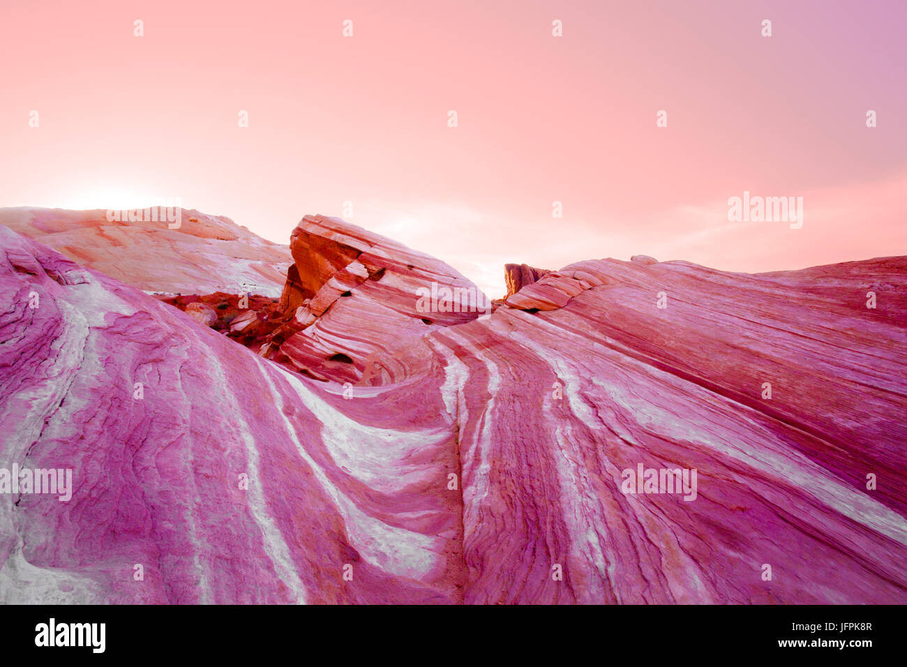 Valley of Fire Nevada, incendie la formation de vagues. Banque D'Images