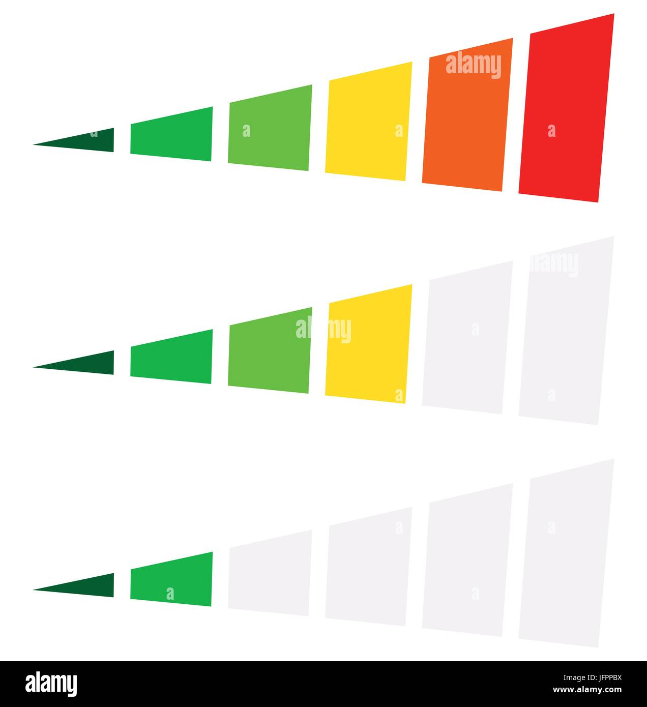 Barre de progression, l'indicateur de niveau en perspective. 6-step ...