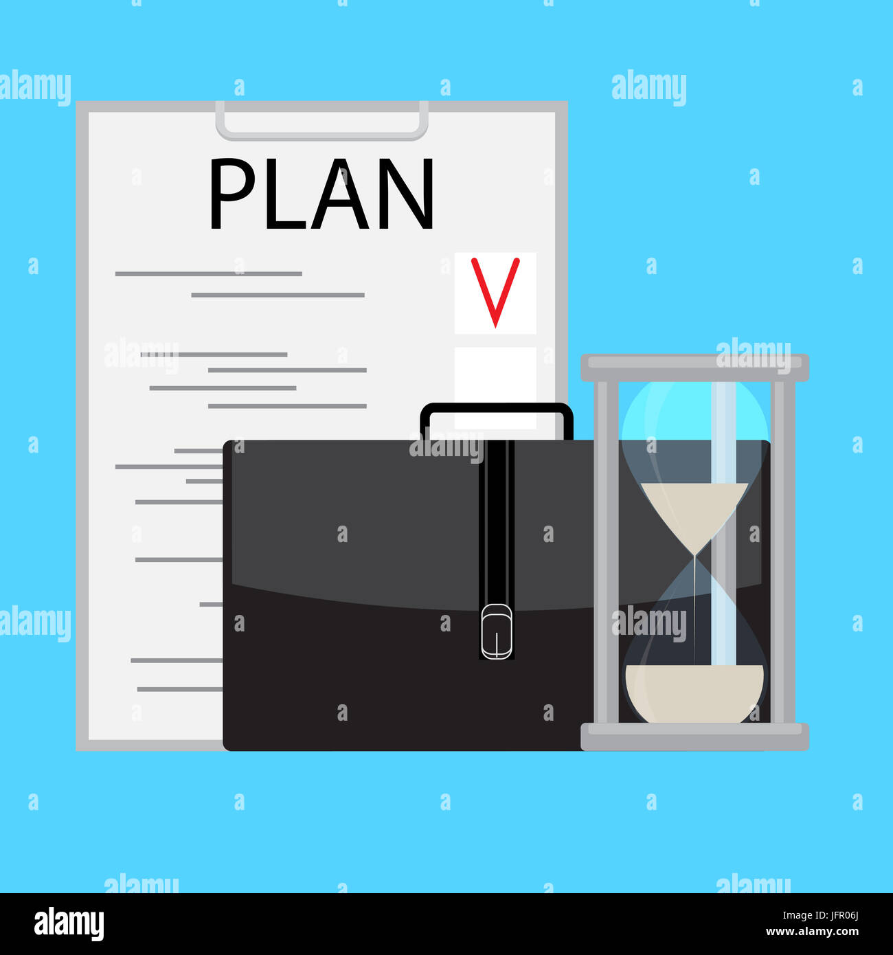 La planification et la gestion de leurs activités. Le temps est argent, horloge et de gestion, la gestion du stress et hourglass, vector illustration Banque D'Images