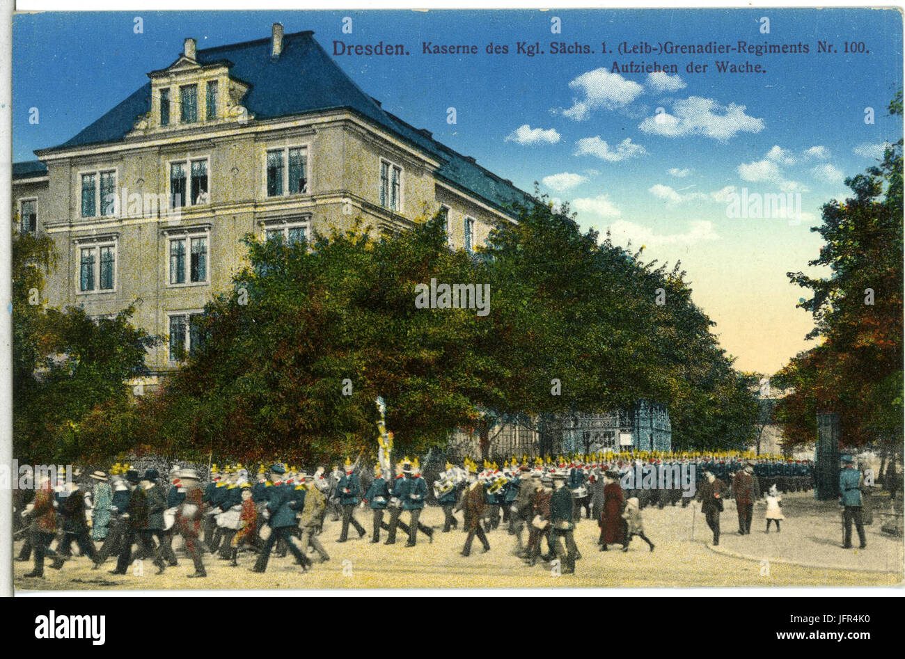14150 Dresden-1912-Kaserne des 1. Königlich Sächsischen Grenadier-Regiment Nr. 100 der Aufzug Wache-Brück & Sohn Kunstverlag Banque D'Images