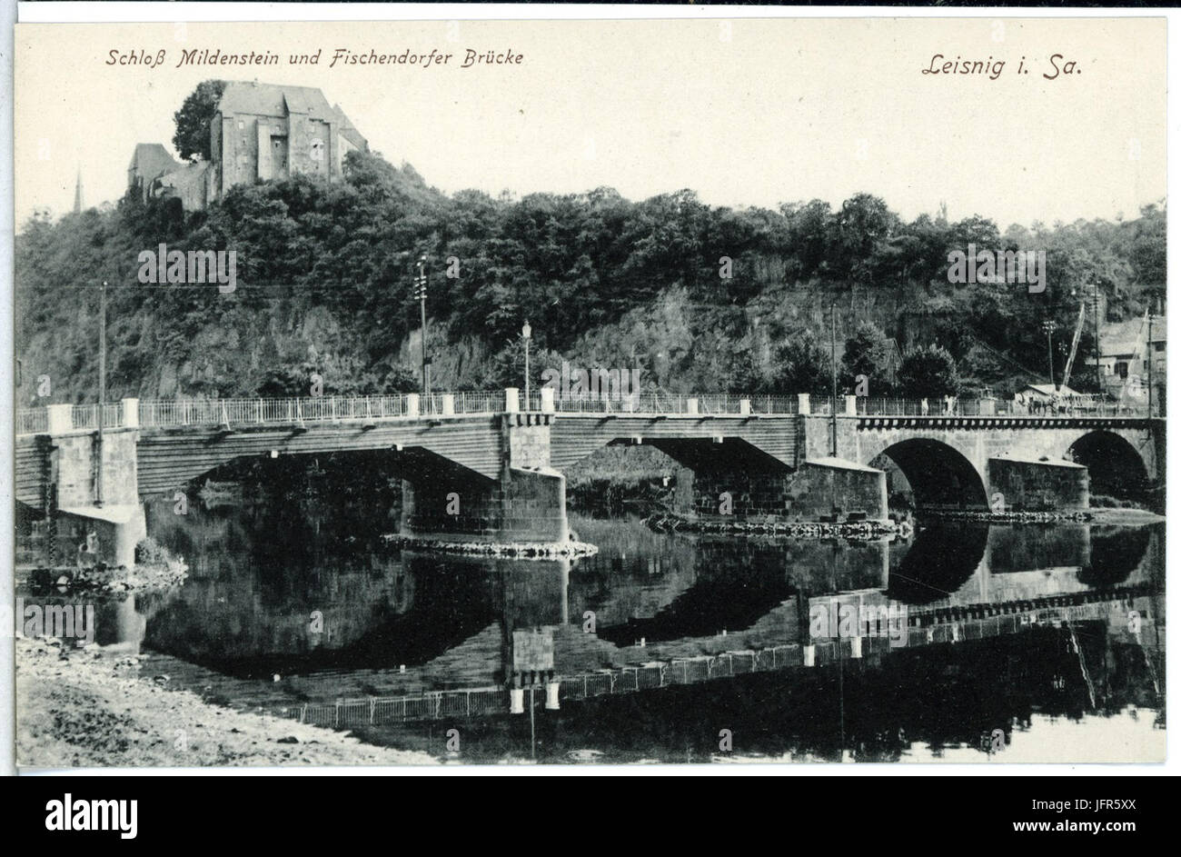 15009-Leisnig-1912-Fischendorfer Brücke-Brück und Schloß Mildenstein & Sohn Kunstverlag Banque D'Images