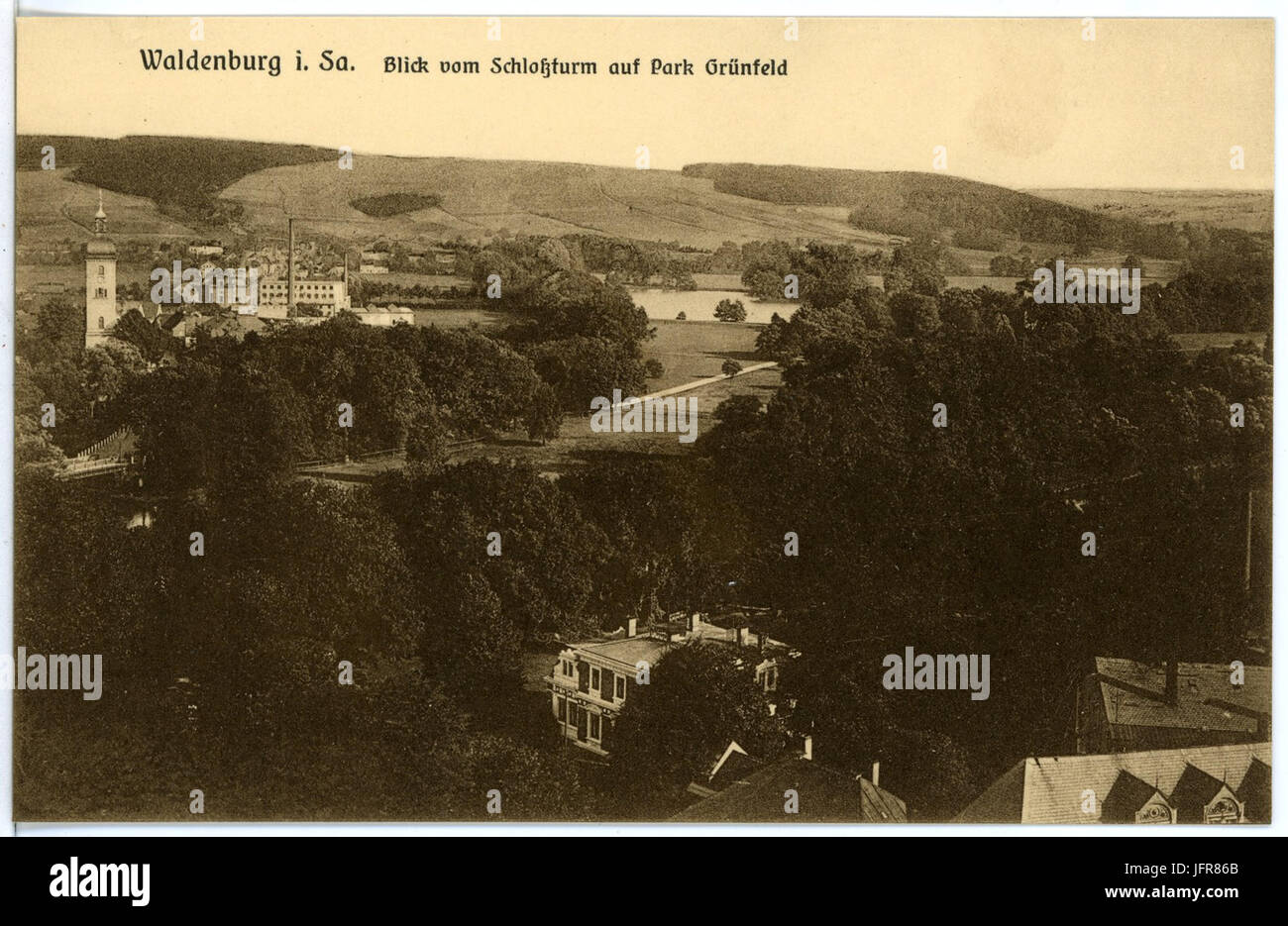 16546-Waldenburg-1913-Blick vom Schloßturm Grünfeld-Brück auf Park & Sohn Kunstverlag Banque D'Images