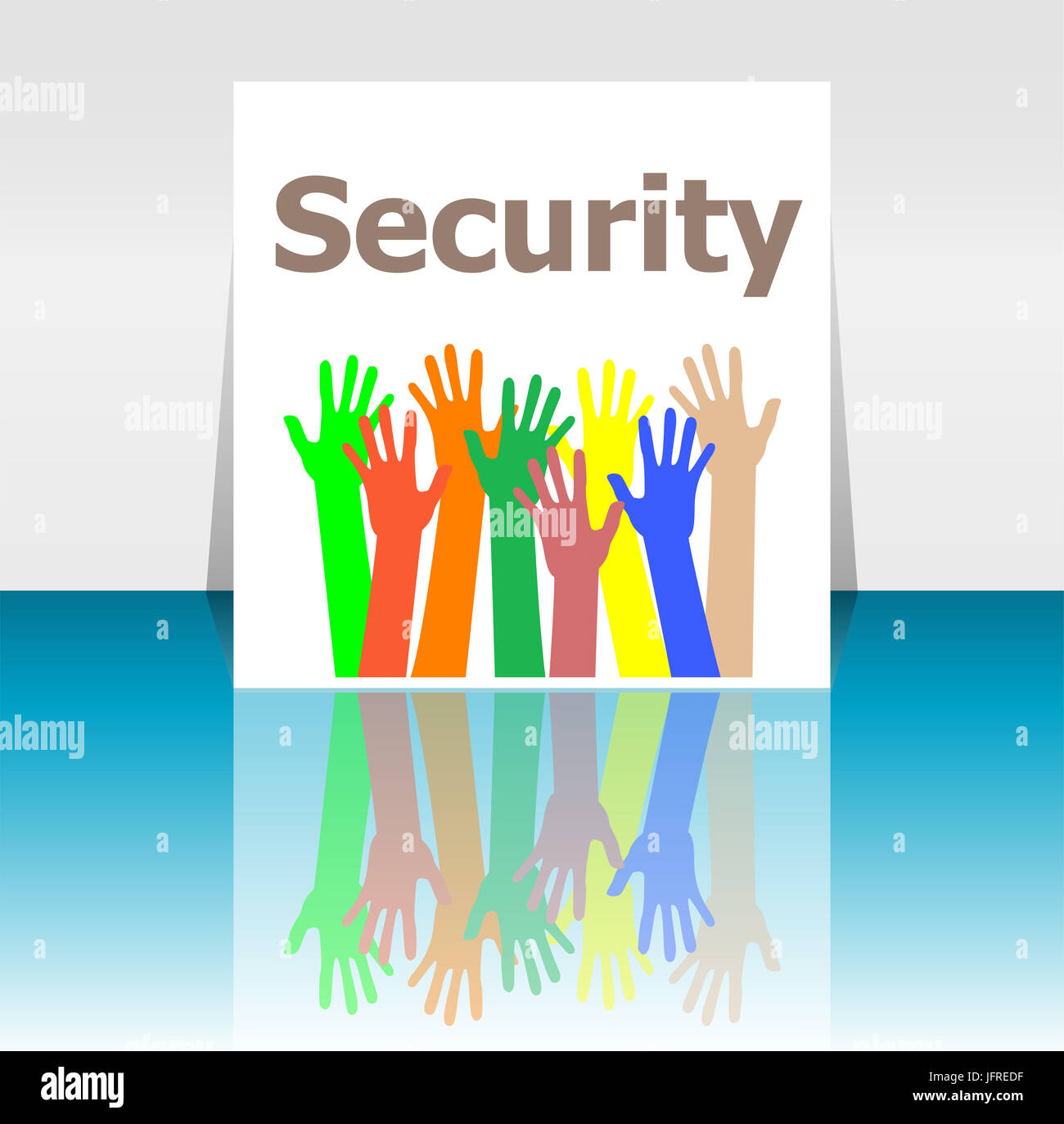 La sécurité du texte. Concept de protection . La main de l'homme silhouettes Banque D'Images