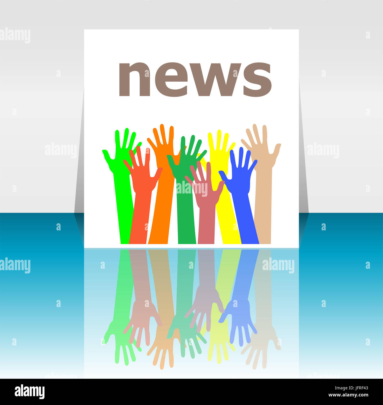 Les nouvelles de texte. Actualités concept . La main de l'homme silhouettes Banque D'Images