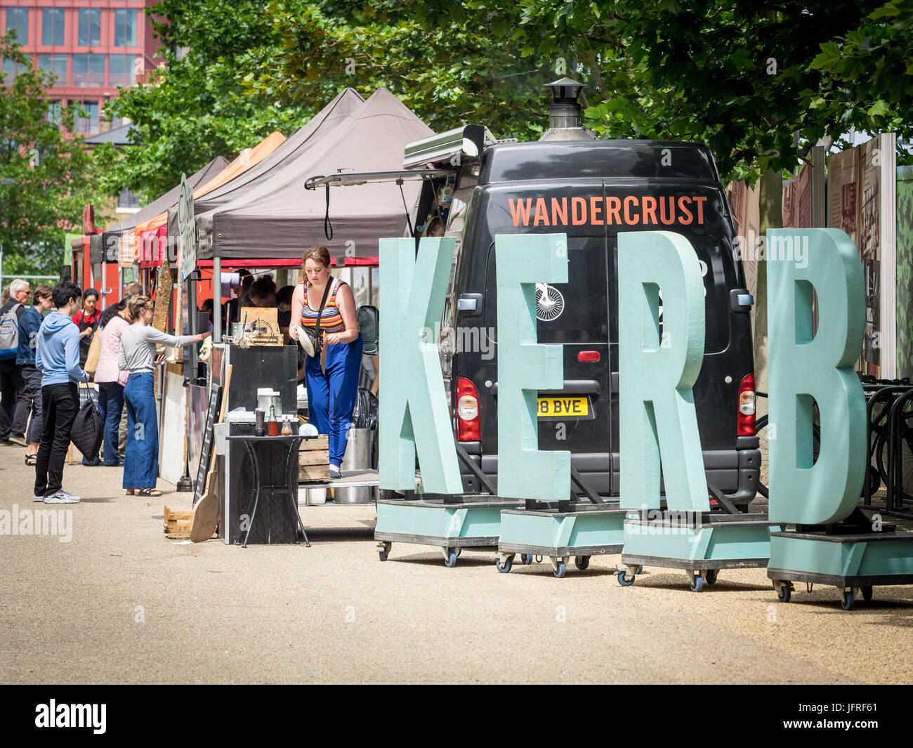 La bordure de la street food market dans le développement de Kings Cross dans le centre de Londres, UK Banque D'Images