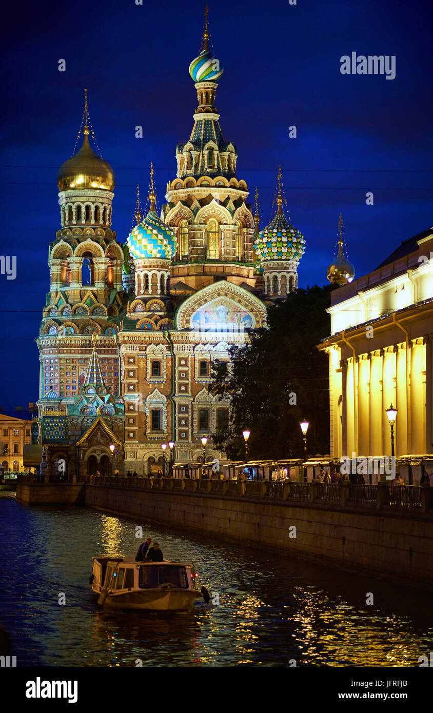 Saint Petersburg, Russie - le 24 juin 2017 : vue de la nuit de Eglise du Sauveur sur le sang à Saint-Pétersbourg, Russie Banque D'Images