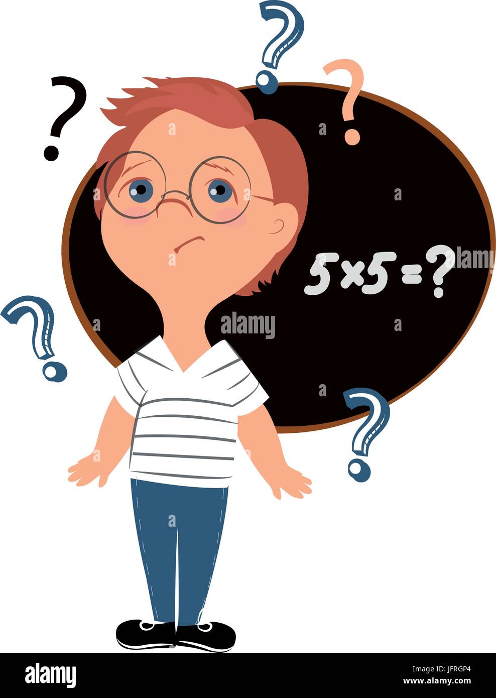 Écolier à l'examen devant le conseil. Mauvaise mémoire. Vector Illustration de Vecteur