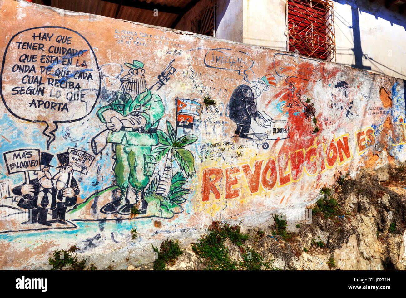 La propagande cubaine cubain, Fidel Castro, Graffiti Graffiti, la révolution cubaine, revolucion cubaine, Cuba, graffiti, l'art de mur, le cubain, Fidel Castro, la propagande Banque D'Images
