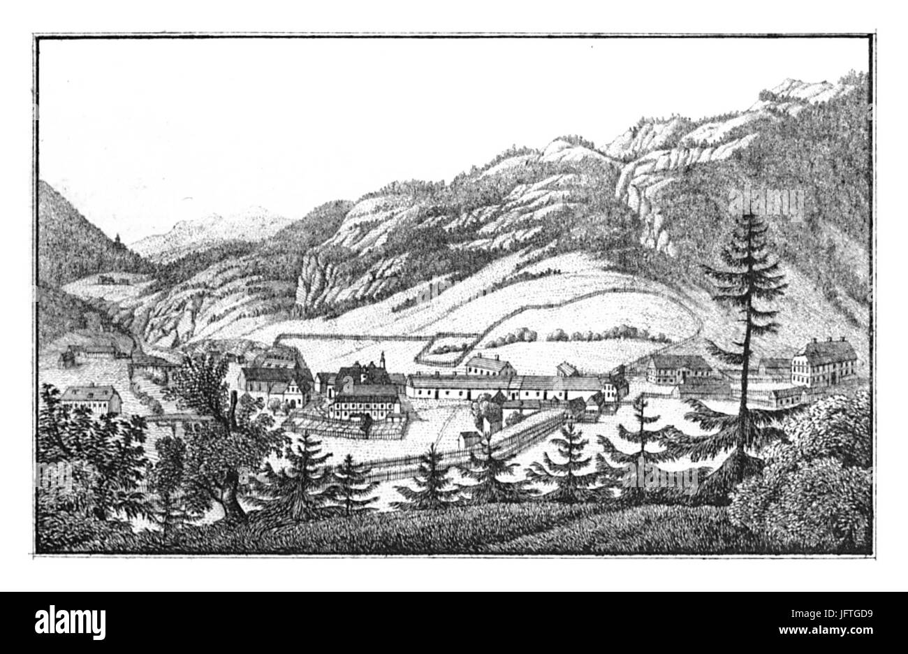 116 Gußwerk - das k.k. Des Aschbaches Einfluße Gußwerk beim dans die Salza - Anton von Schouppe, lith Folwarczni Lithografirte - J.F.Kaiser Ansichten der Steiermark 1830 Banque D'Images