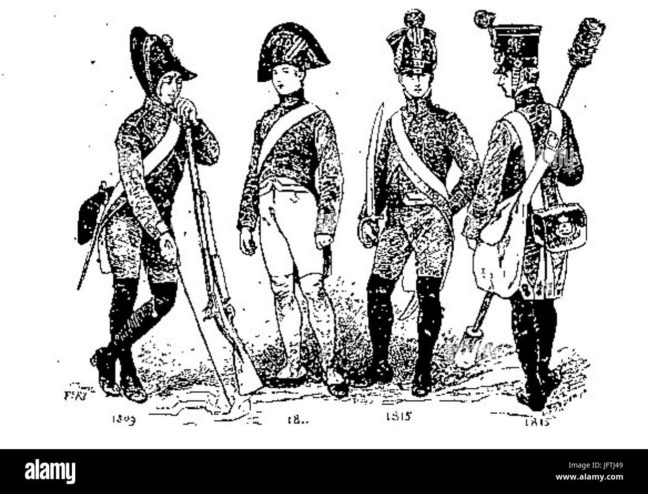 Évolution uniforme polytechnique 1809-1815 Banque D'Images