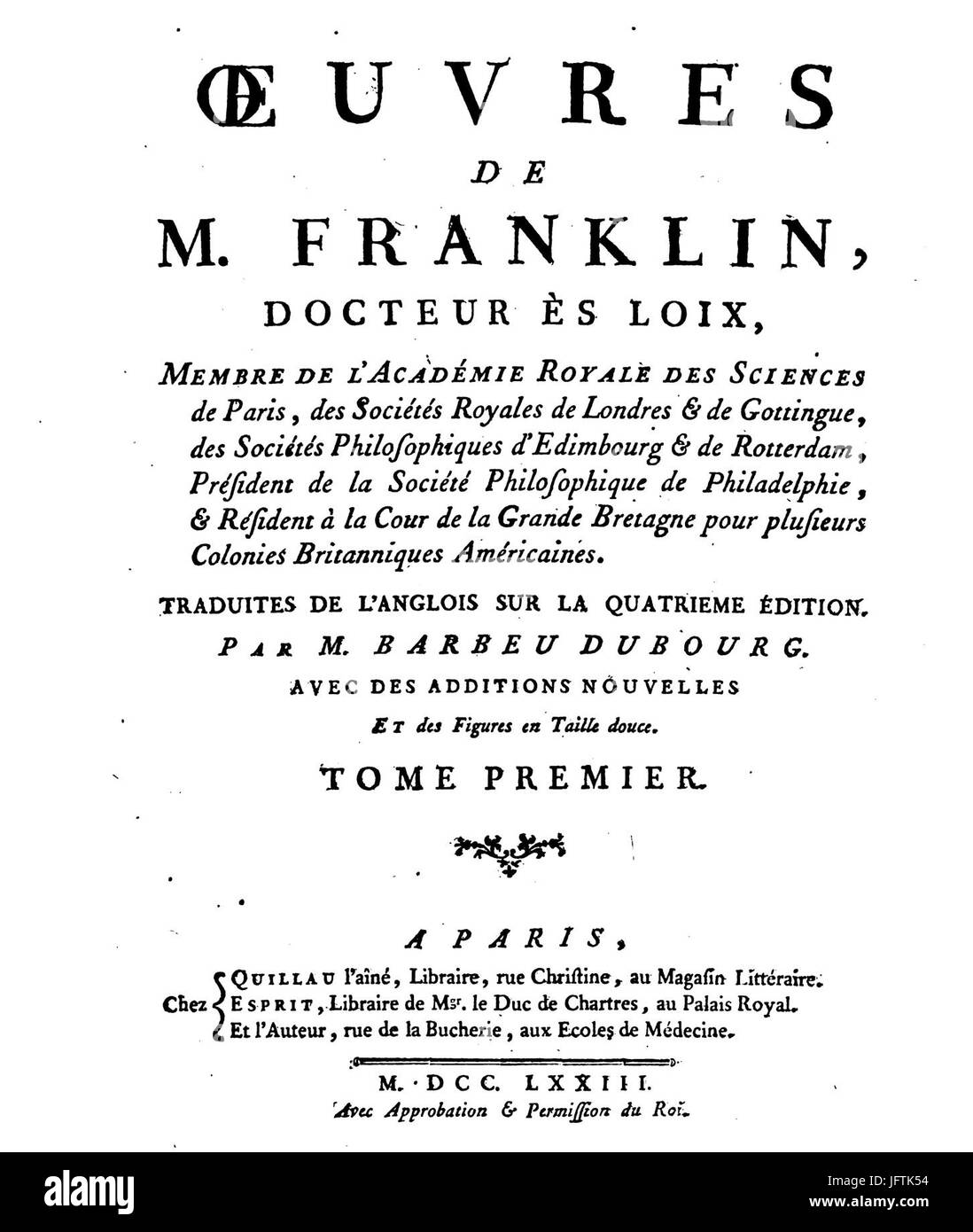 C592uvres de M Franklin Banque D'Images