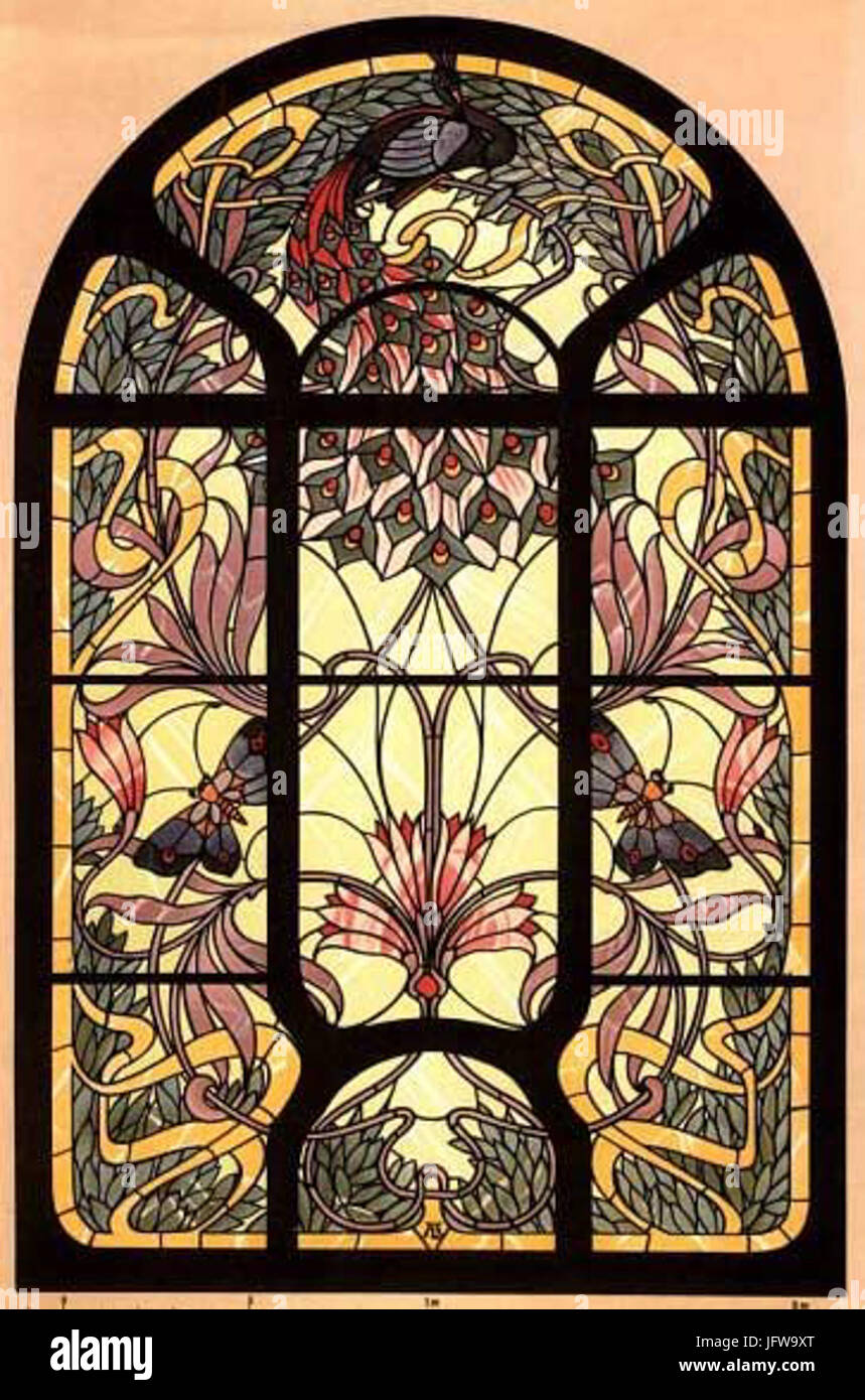Arnold Lyongrün Vorlage für ein Fenster aus dem Vorlagenwerk Kunstverglasungen Vorbilder für der Neuzeit Style im Verlag Hessling und Berlin New York 1900 Banque D'Images