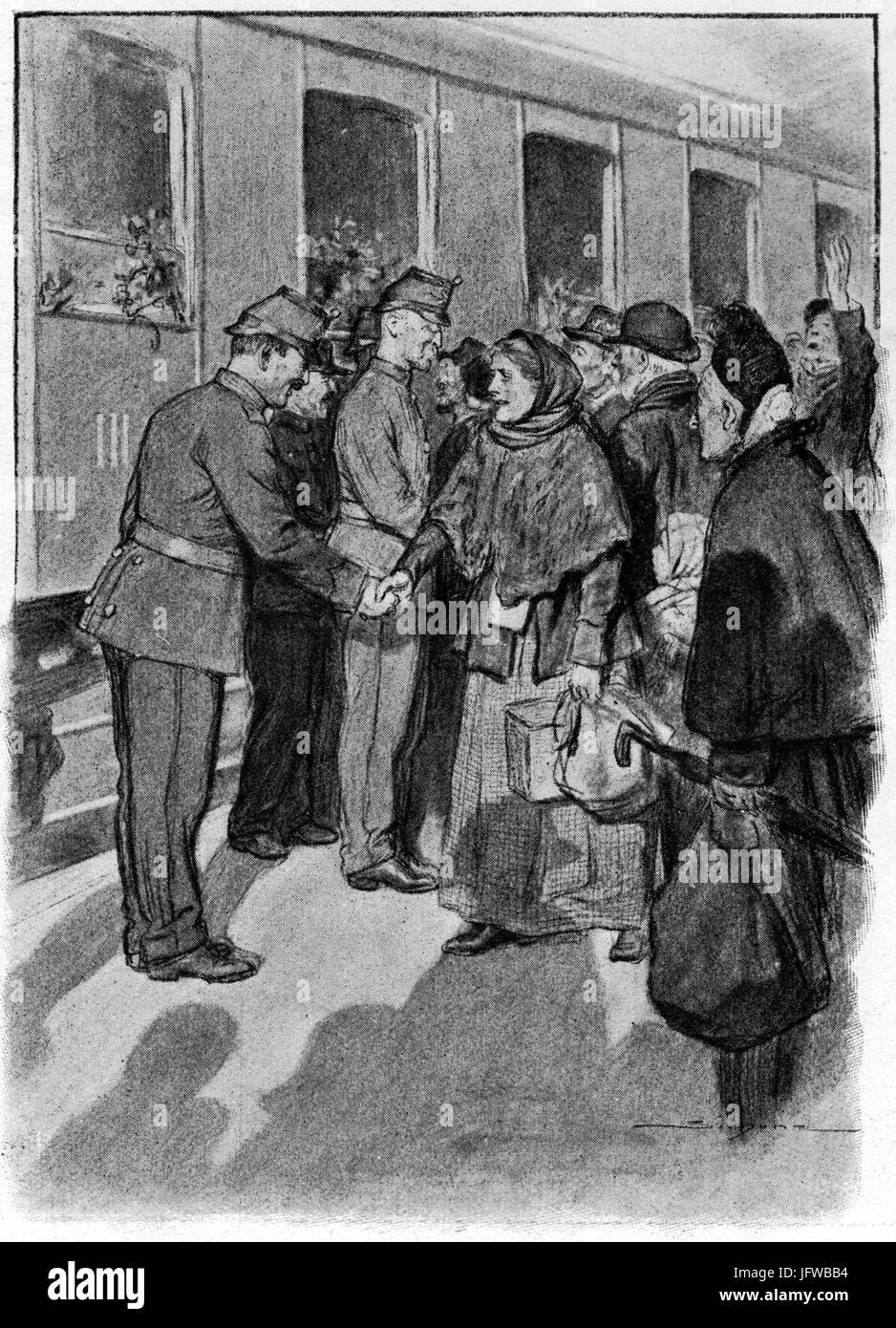 Arrivée en France d'un convoi de rapatriés Banque D'Images