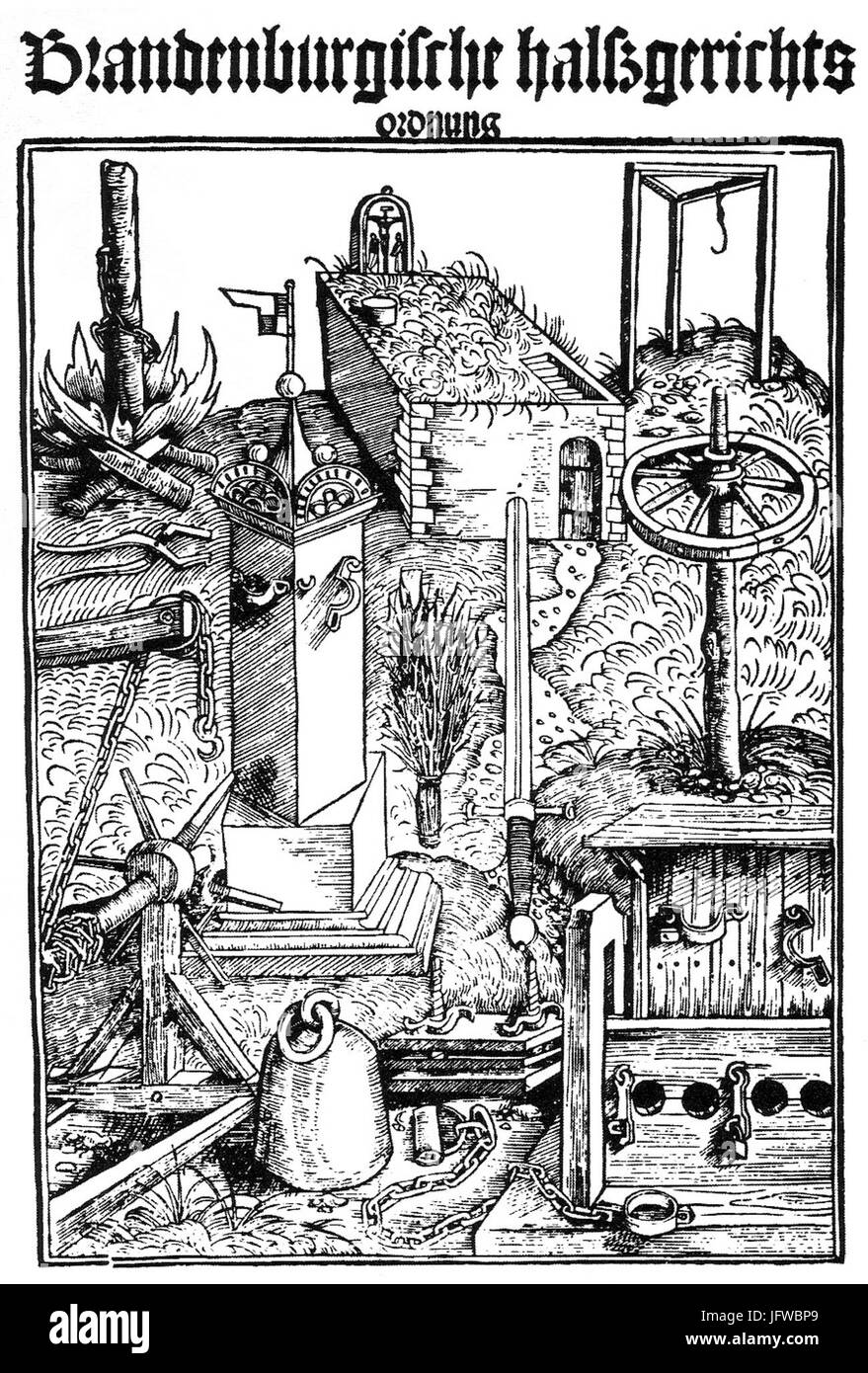 Folterwerkzeuge Nürnberger Arsenal (Erhard Schön 16 Jhd) Banque D'Images